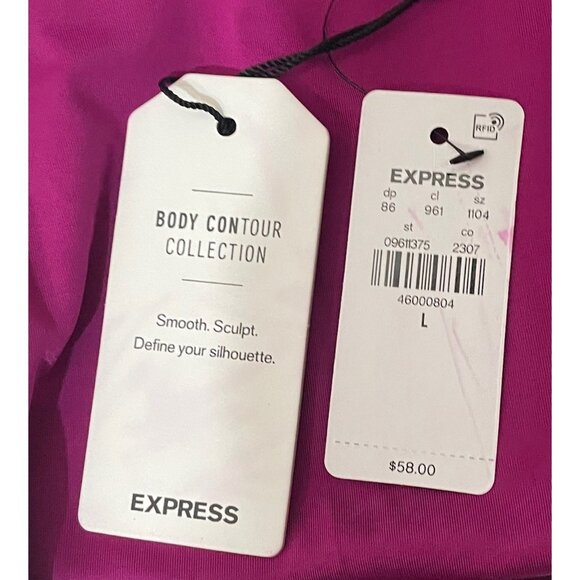 Express Body Contour Long Sleeve Satin Corset Top Magenta Pink Cropped L NWT - Picture 6 of 6